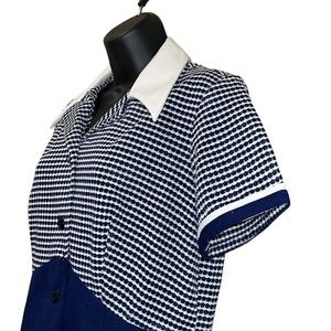 Vintage 70s MONTGOMERY WARD Button Front Dress~Wide Collar~MCM~READ